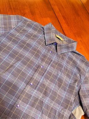 Stio Men's Hagen Trail Vented Short Sleeve Blue Plaid Outdoor Shirt Sz XL
